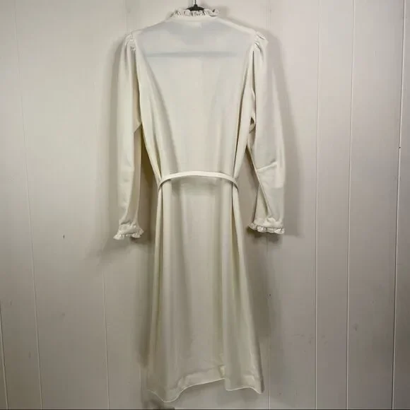 Vintage Serbin Carroll Reed Ski Shops Ivory Cream Belted Ruffle Dress - Picture 3 of 7
